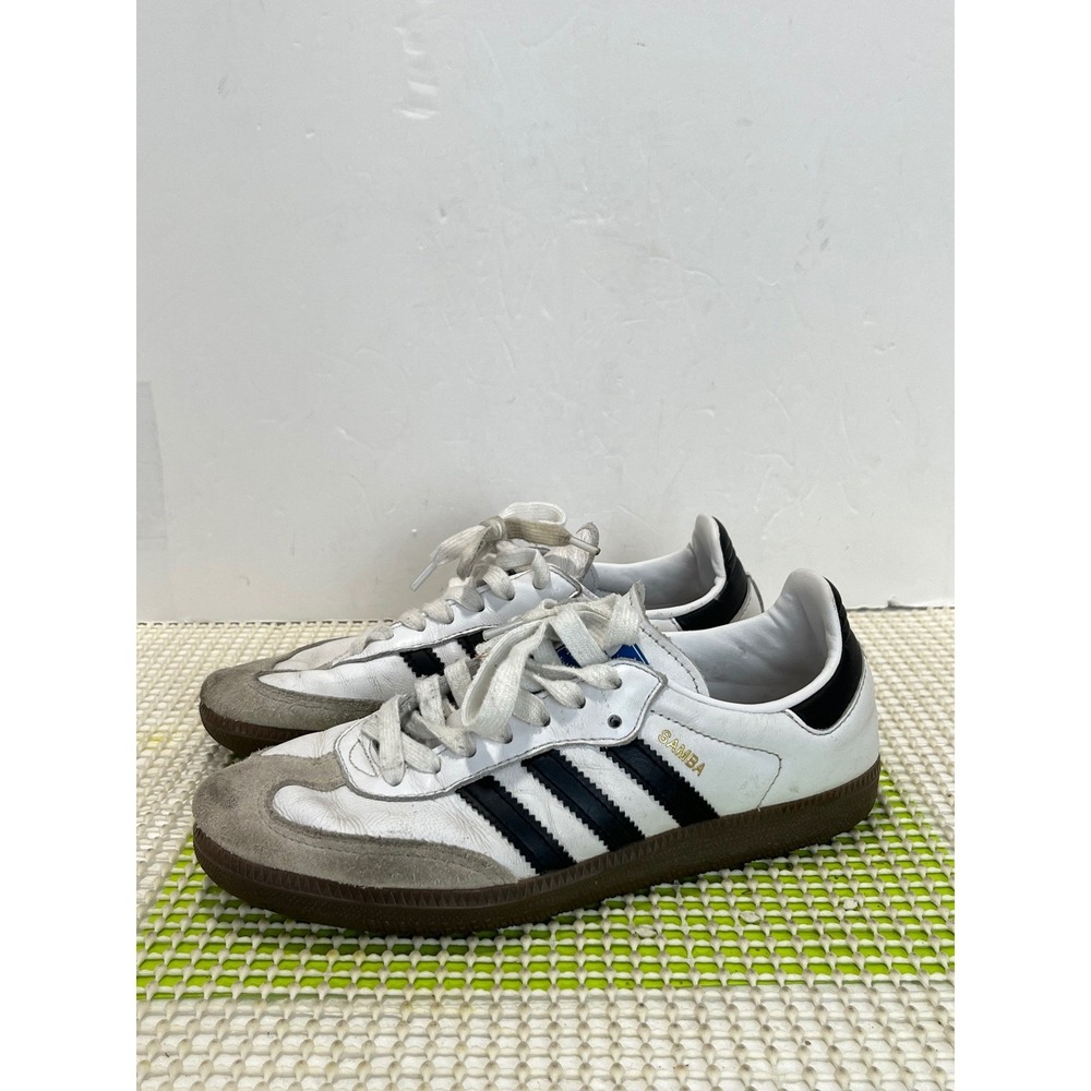 Adidas Samba OG White Black Gum Sole Leather Sneakers Men 5.5 Women 6.5 GOOD